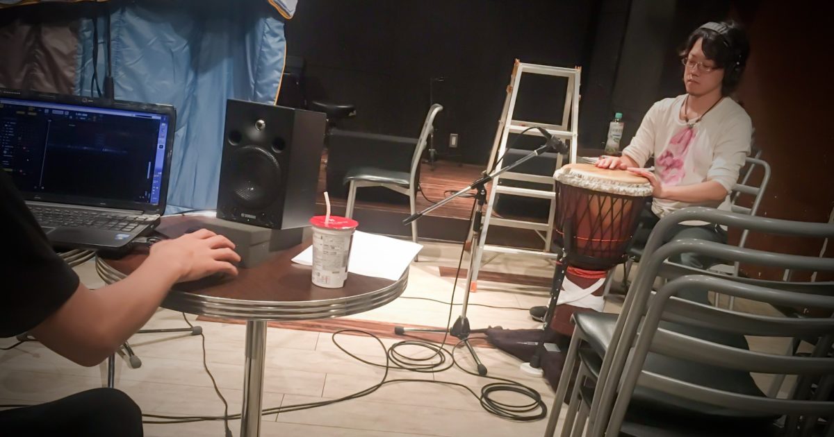 湯野川広美(ひぃたん@ジン)のレコーディングにジャンベで参加してきました。