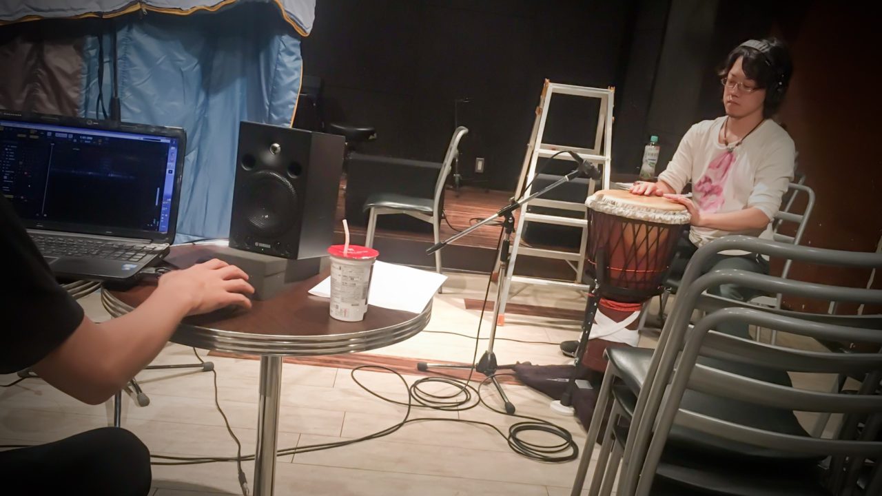 湯野川広美(ひぃたん@ジン)のレコーディングにジャンベで参加してきました。
